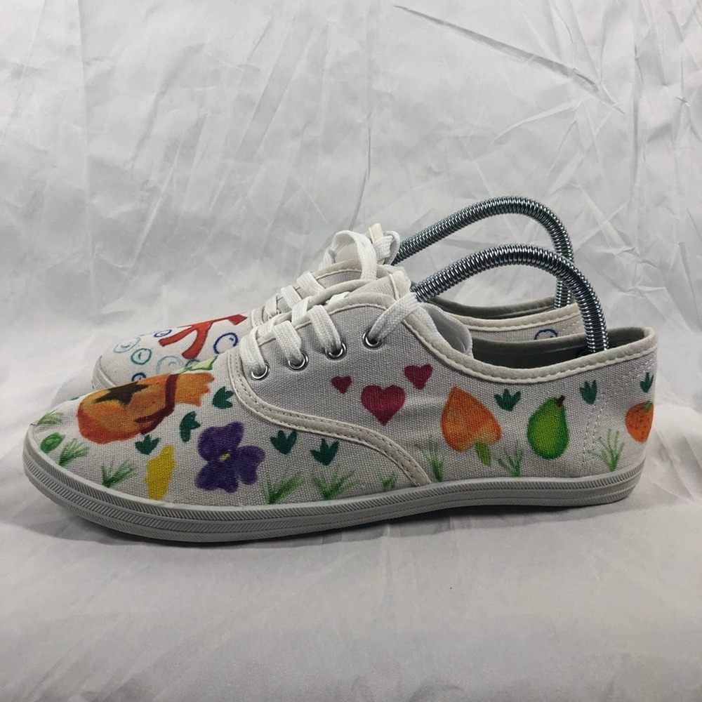 Soho Girl Hand Painted Animal Crossing White Sneakers Shoes